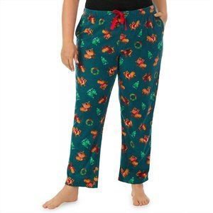 NWT- Women’s Plus Size Cuddl Duds Fleece Pajama Pants, Holiday Moose